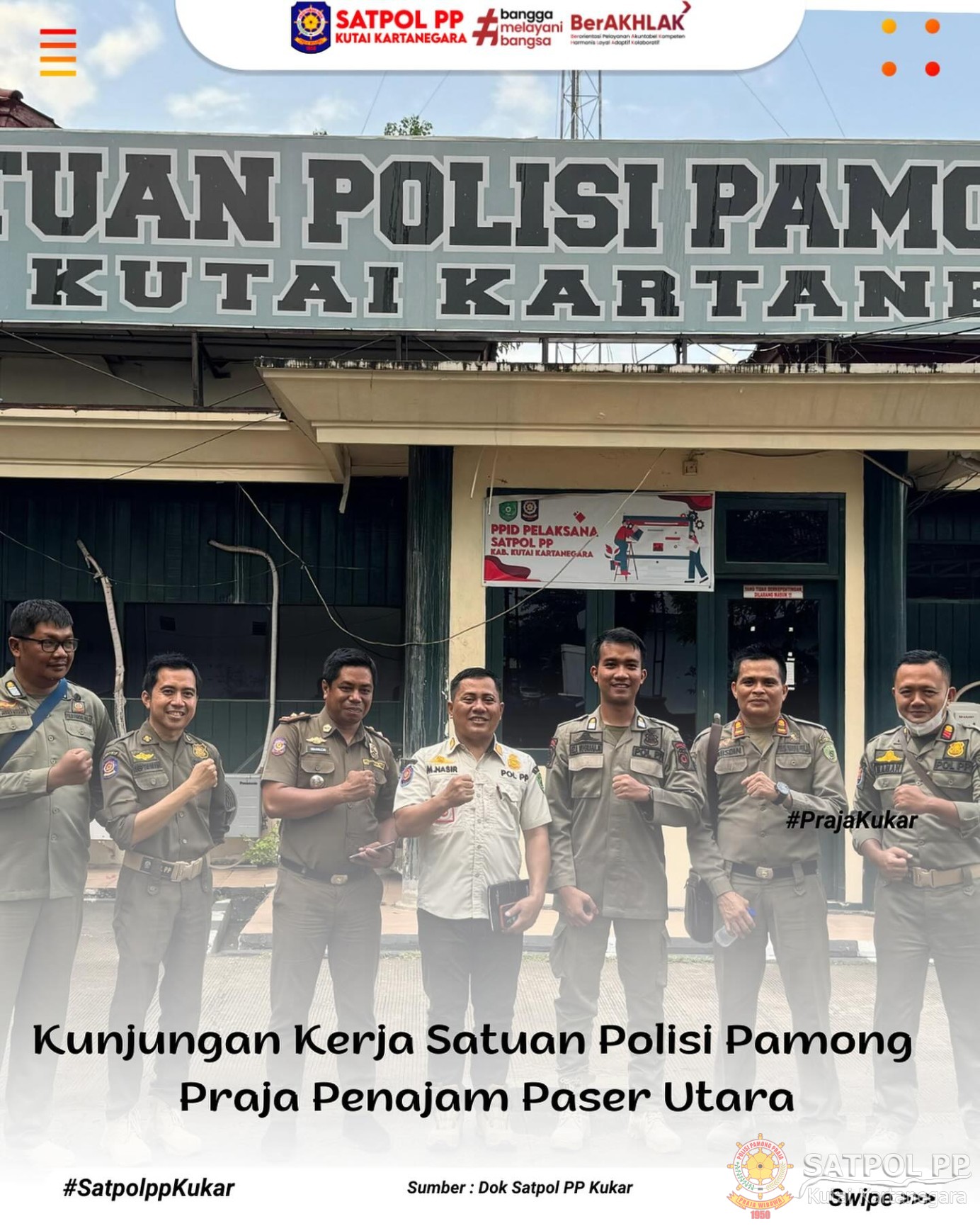 Menerima Kunjungan Kerja Satuan Polisi Pamong Praja Kabupaten Penajam Paser Utara